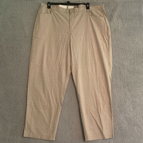 Riders By Lee Brown Wales Plaid Easy Care Pants Plus 24 Petite Relaxed Fit NWT - Picture 1 of 11